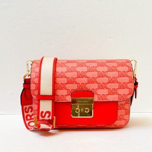 Michael Kors Sloan Editor Medium Flap Shoulder Crossbody Bag MK Dark Sangria